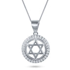 שרשרת כסף 925  תליון מגן דוד משובץ