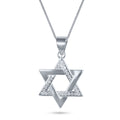 שרשרת כסף 925  תליון מגן דוד משולב חלק ומשובץ