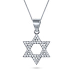 שרשרת כסף 925  תליון מגן דוד משובץ