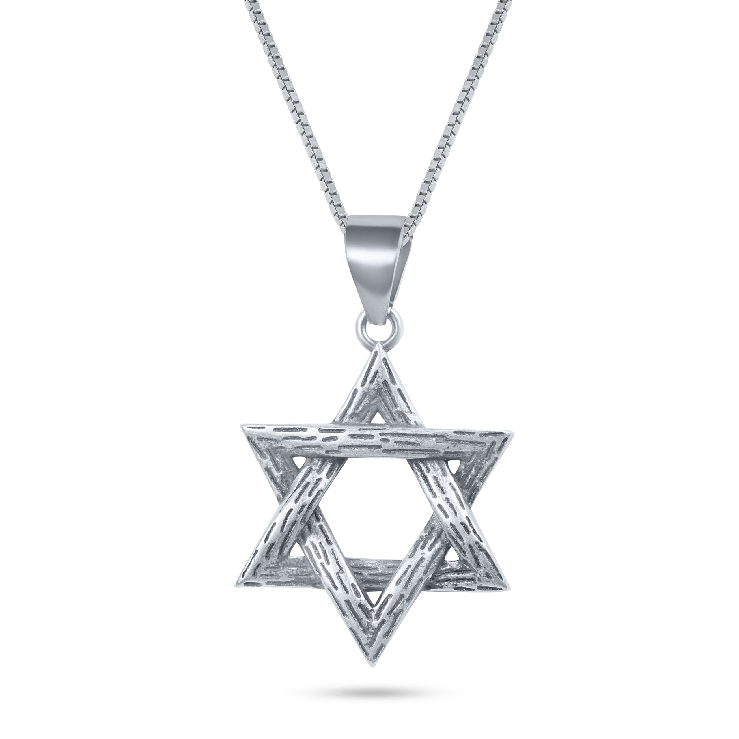 שרשרת כסף מגן דוד מחוספס