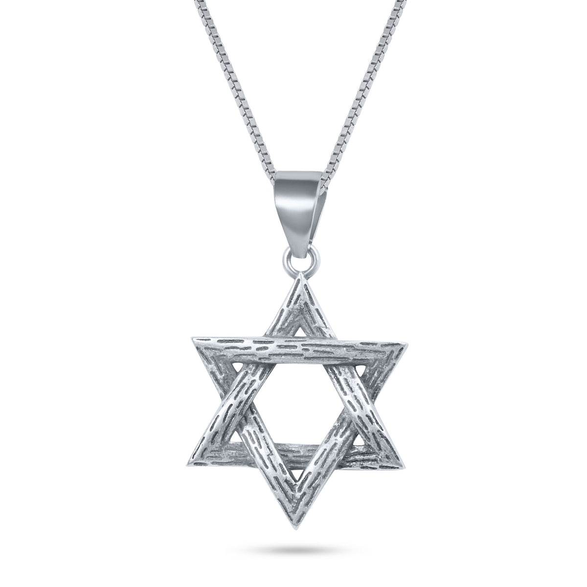 שרשרת כסף מגן דוד מחוספס