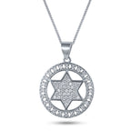 שרשרת כסף מגן דוד משובץ לבן
