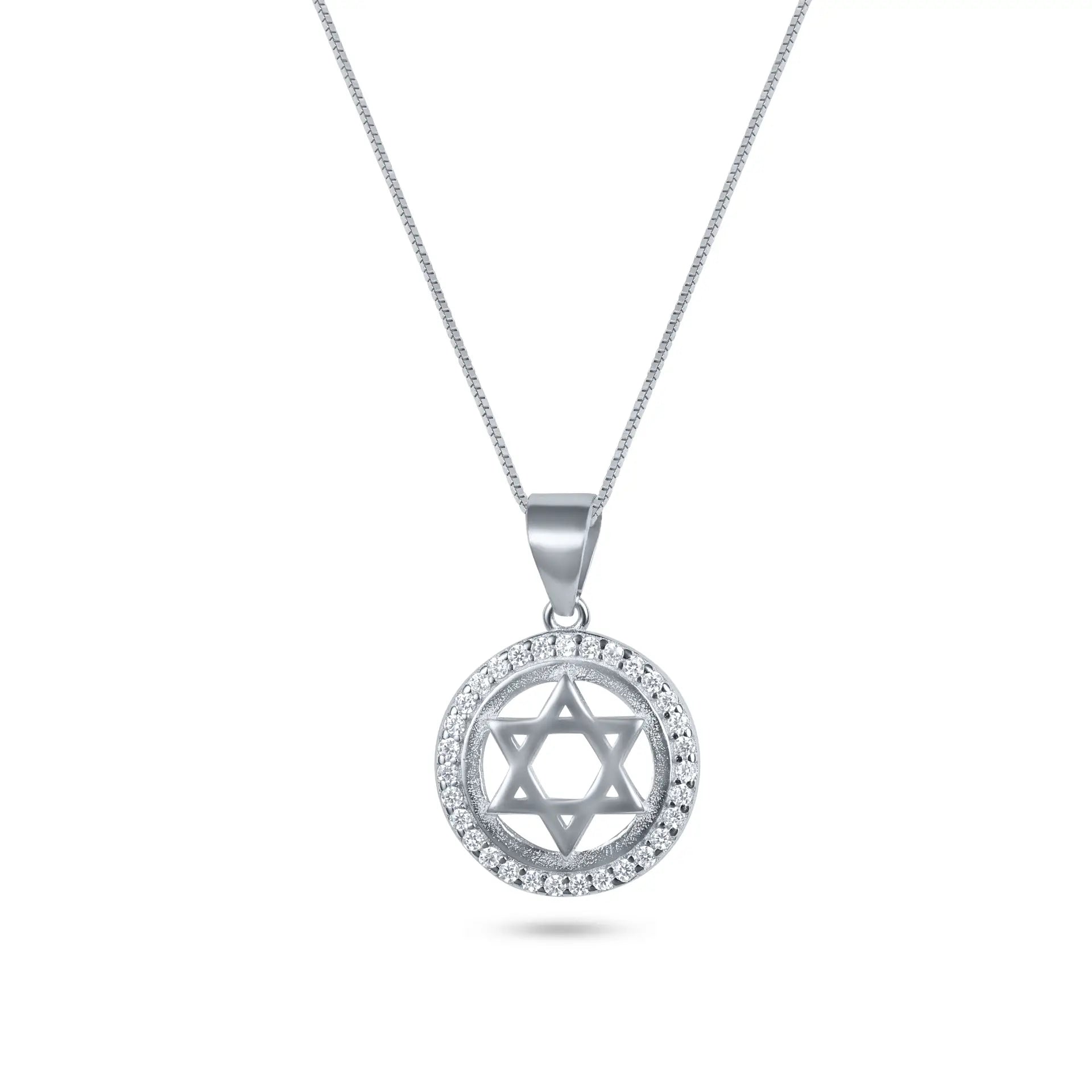 שרשרת כסף 925  תליון מגן דוד משובץ