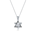 שרשרת כסף 925  תליון מגן דוד עם אבנים שחורות ועיצוב "שמע ישראל"
