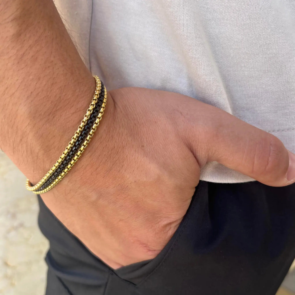 צמיד לגבר יוקרתי שלוש שורות סטיל
