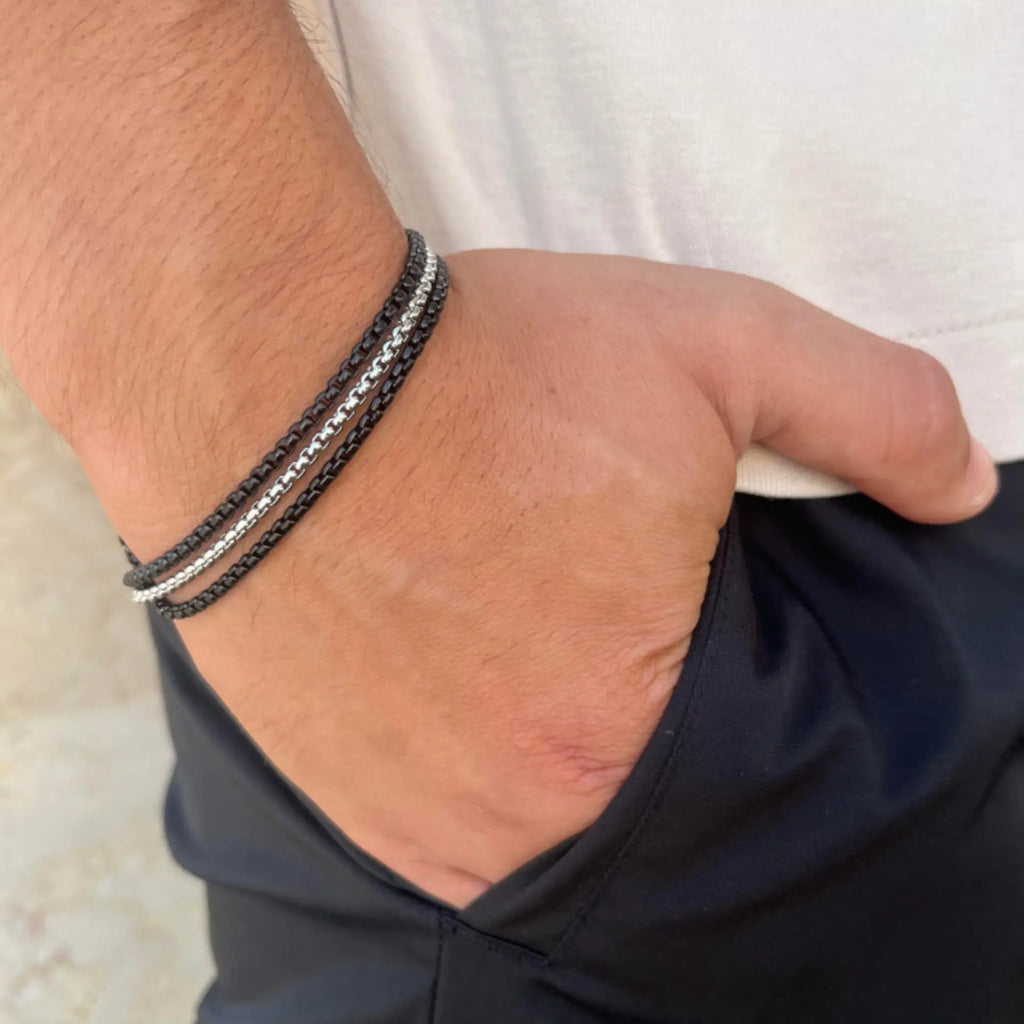 צמיד לגבר יוקרתי שלוש שורות סטיל