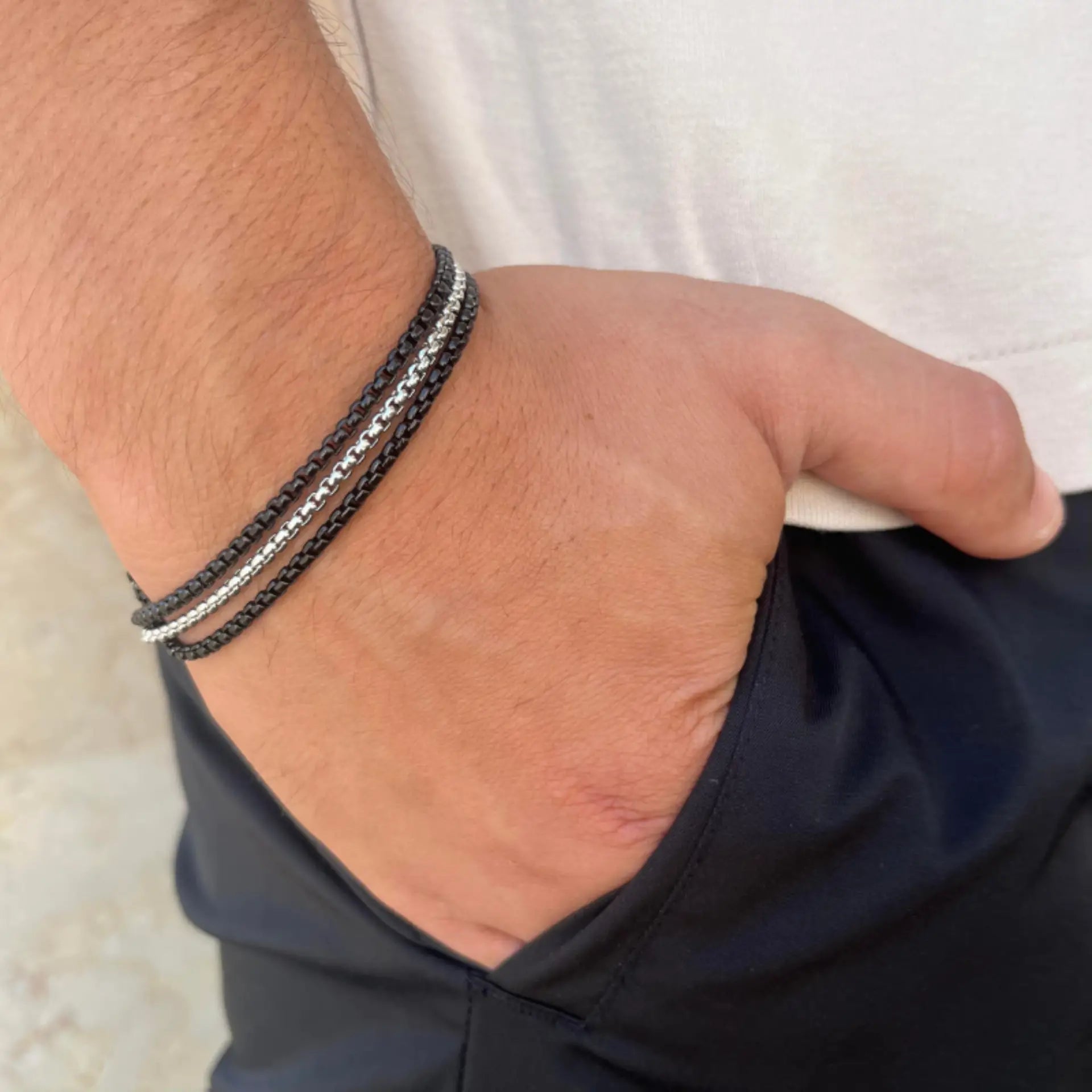 צמיד לגבר יוקרתי שלוש שורות סטיל