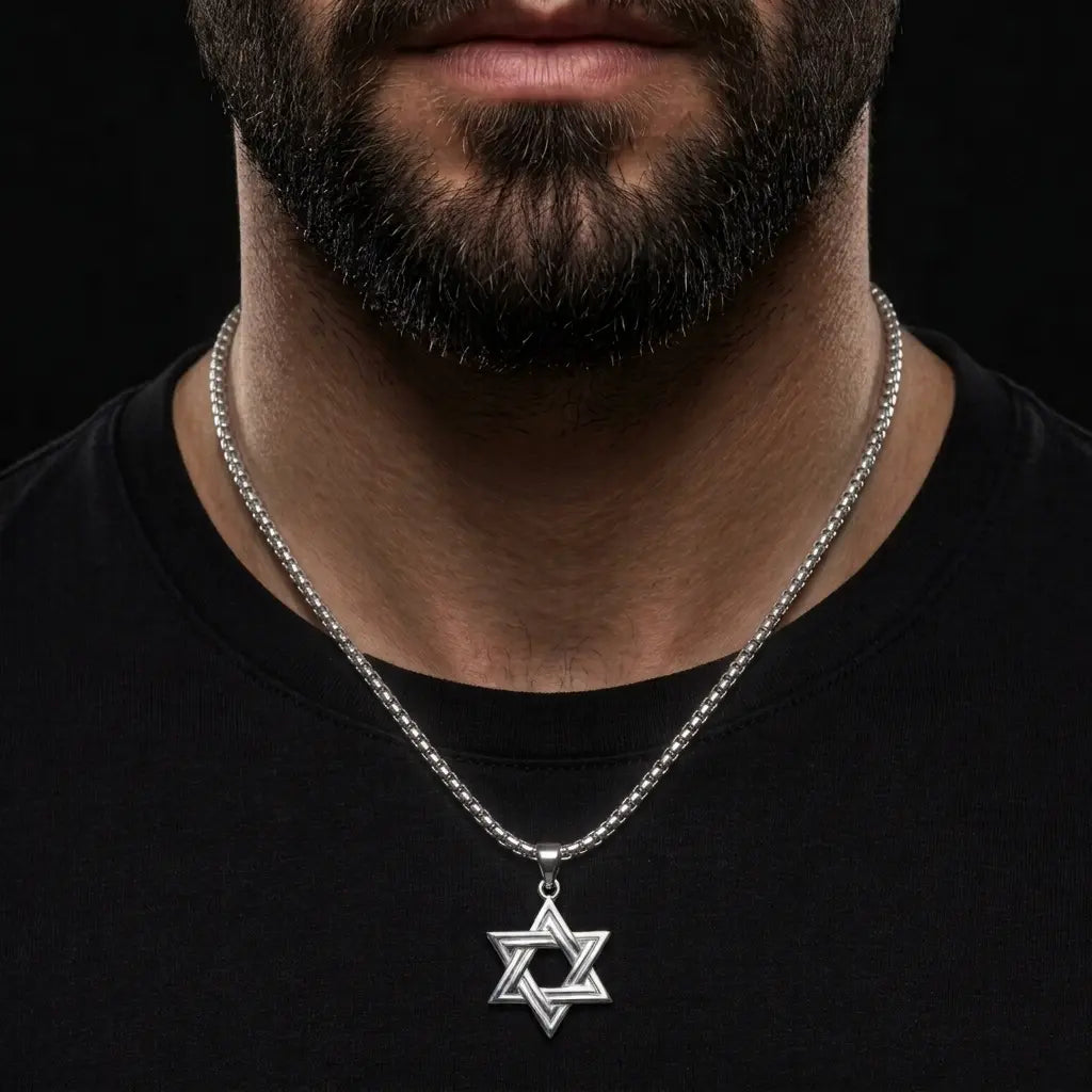 שרשרת כסף מגן דוד מעוצב