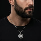 שרשרת כסף מגן דוד משובץ לבן