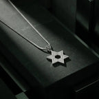 שרשרת כסף מגן דוד שיבוץ כפול