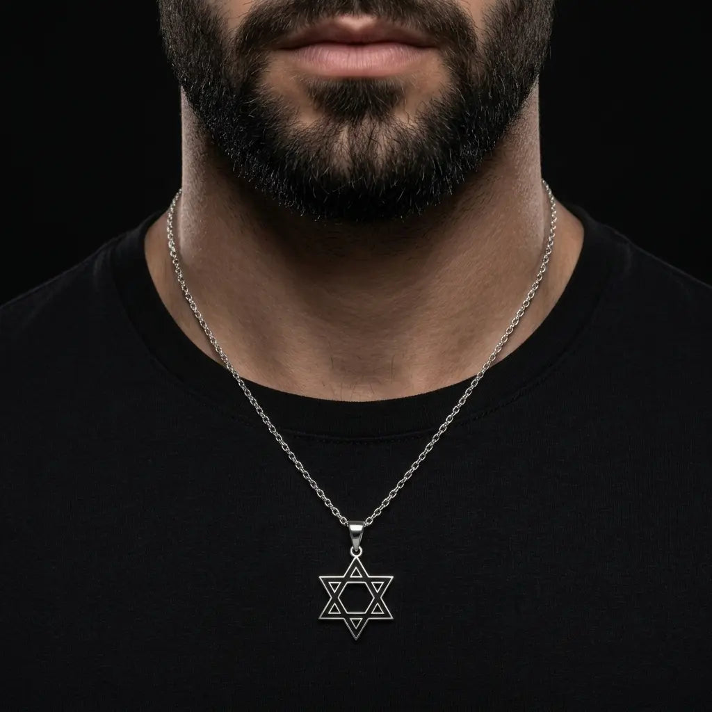 שרשרת מגן דוד אמייל שחור