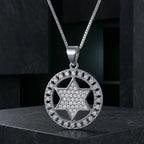 שרשרת כסף מגן דוד משובץ לבן