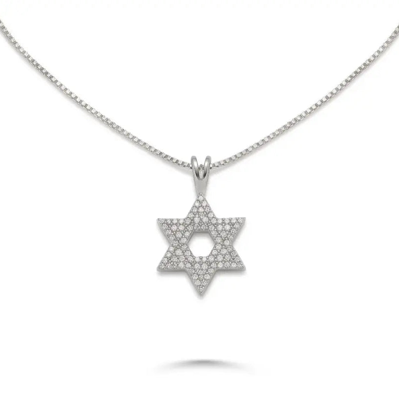 שרשרת כסף מגן דוד שיבוץ כפול