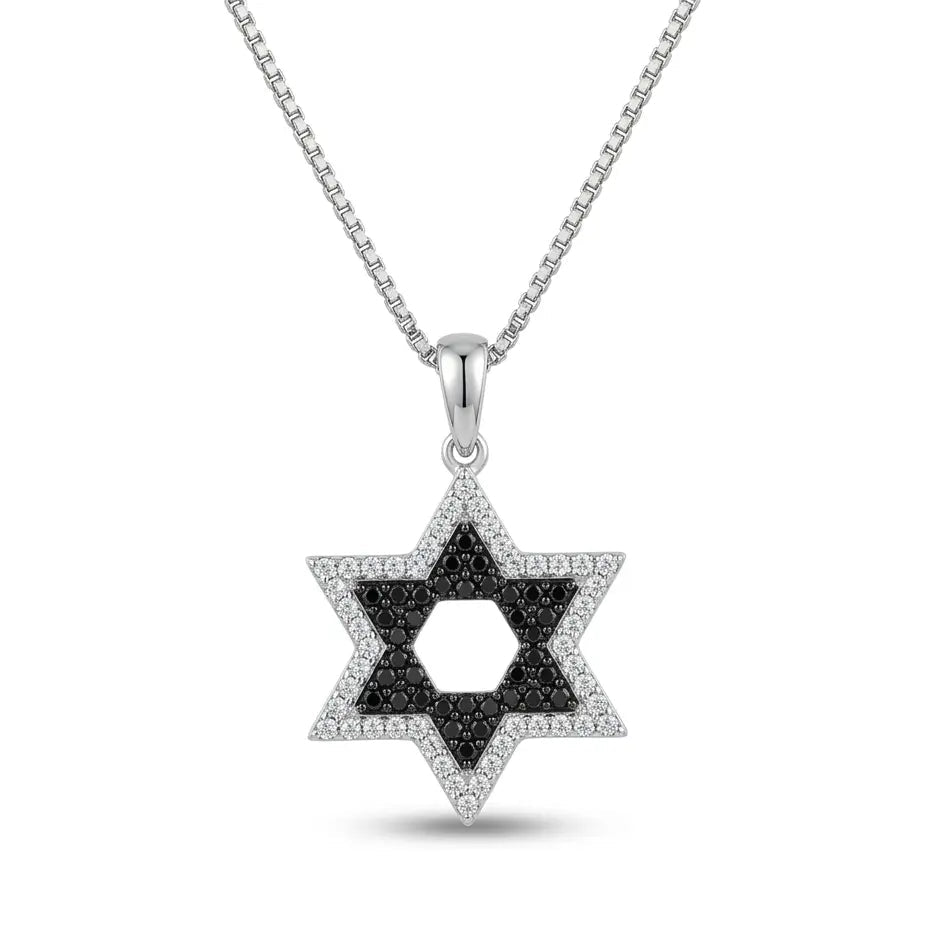 שרשרת כסף מגן דוד שיבוץ כפול