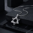 שרשרת כסף מגן דוד משובץ