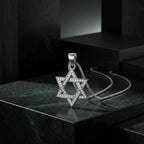 שרשרת כסף מגן דוד משובץ