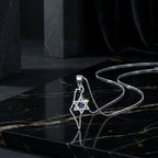 שרשרת כסף 925  תליון מפת ישראל עם מגן דוד משובץ