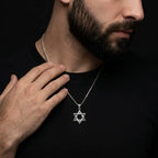 שרשרת כסף מגן דוד מחוספס