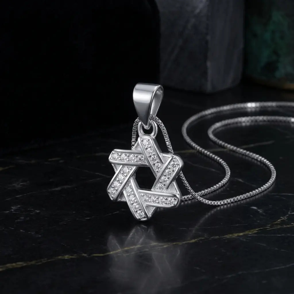 שרשרת כסף מגן דוד קטן מעוצב