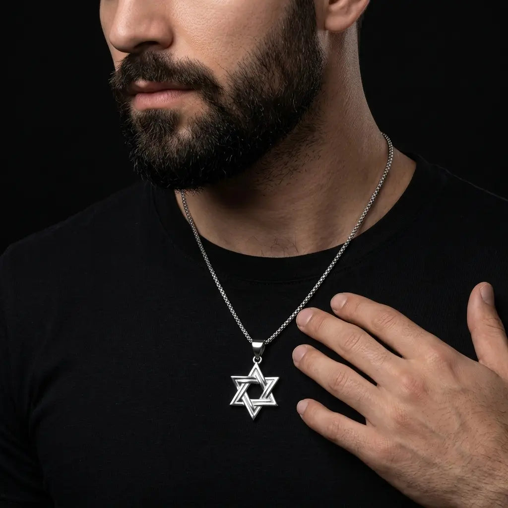 שרשרת כסף מגן דוד מעוצב