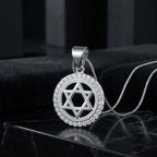שרשרת כסף 925  תליון מגן דוד משובץ
