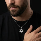 שרשרת כסף מגן דוד שיבוץ כפול