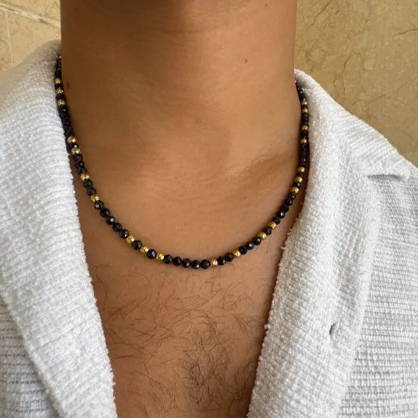 שרשרת לגבר חרוזים עין הנמר