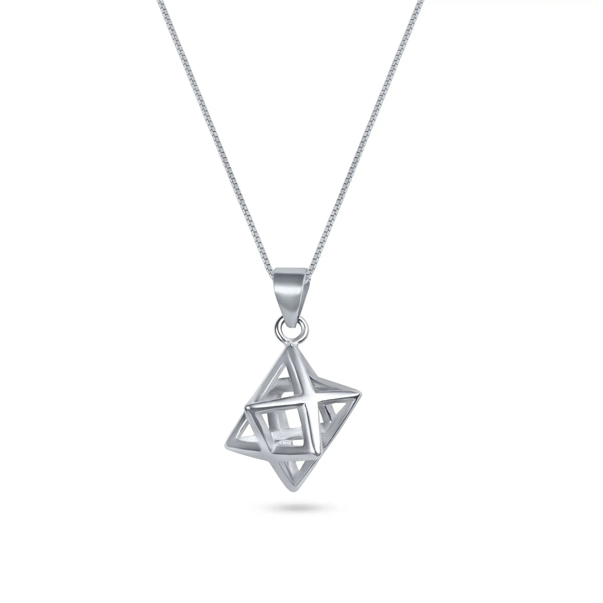 שרשרת כסף 925  תליון מגן דוד גאומטרי בתלת-ממד